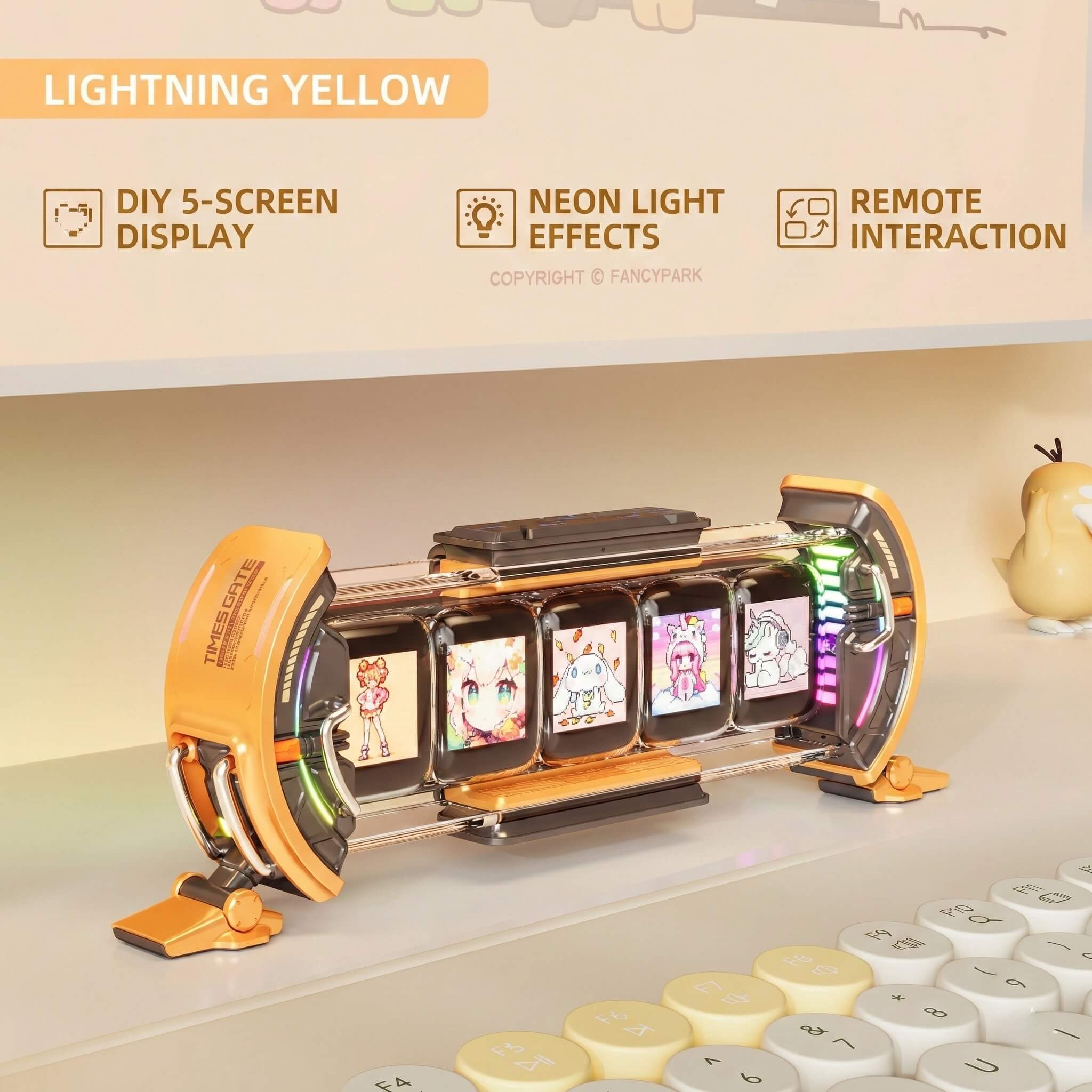 Divoom Times Gate Cyberpunk Digital Clock | 5-Screen RGB Pixel Art Display for Gaming Setup | 2 Colors