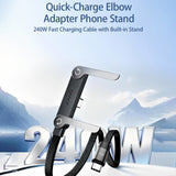 Ergonomic Gaming Charge Cable with Foldable Stand | 180° Swivel Elbow Design