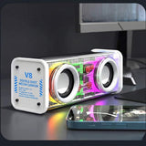 V8 Mecha Transparent Speaker: 360° Stereo Sound with Beat-Driven Light Show
