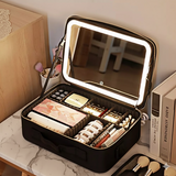 LED Makeup Bag with Mirror – Portable Cosmetic Organizer