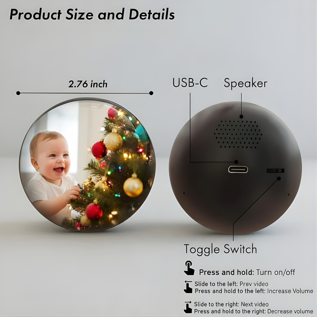 Pickvio™ Wi-Fi Enabled Video Crystal Ball – Upload & Display Memories