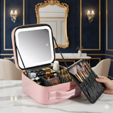 LED Makeup Bag with Mirror – Portable Cosmetic Organizer